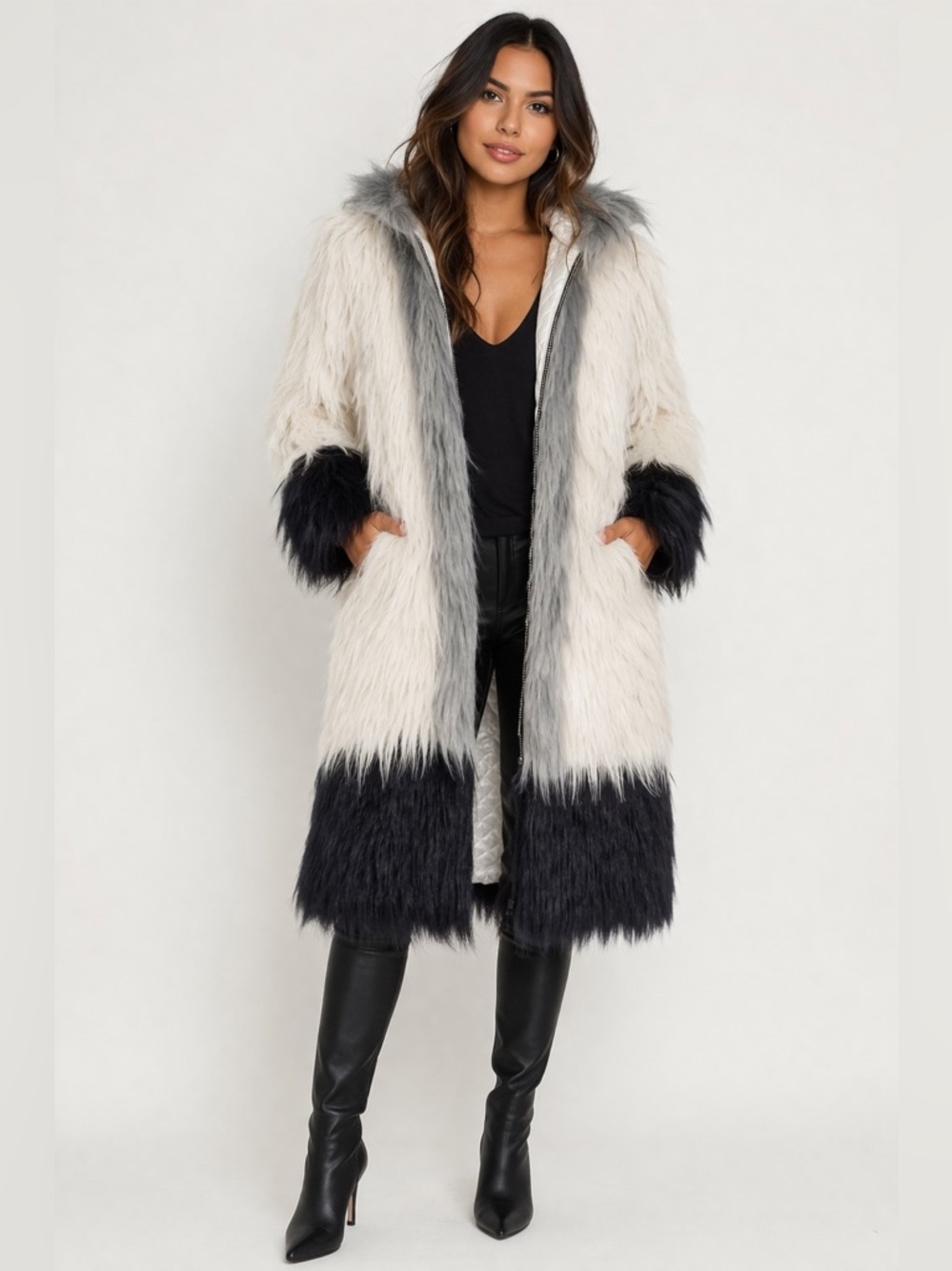 Chaser Faux Fur Hooded Coat – Size S